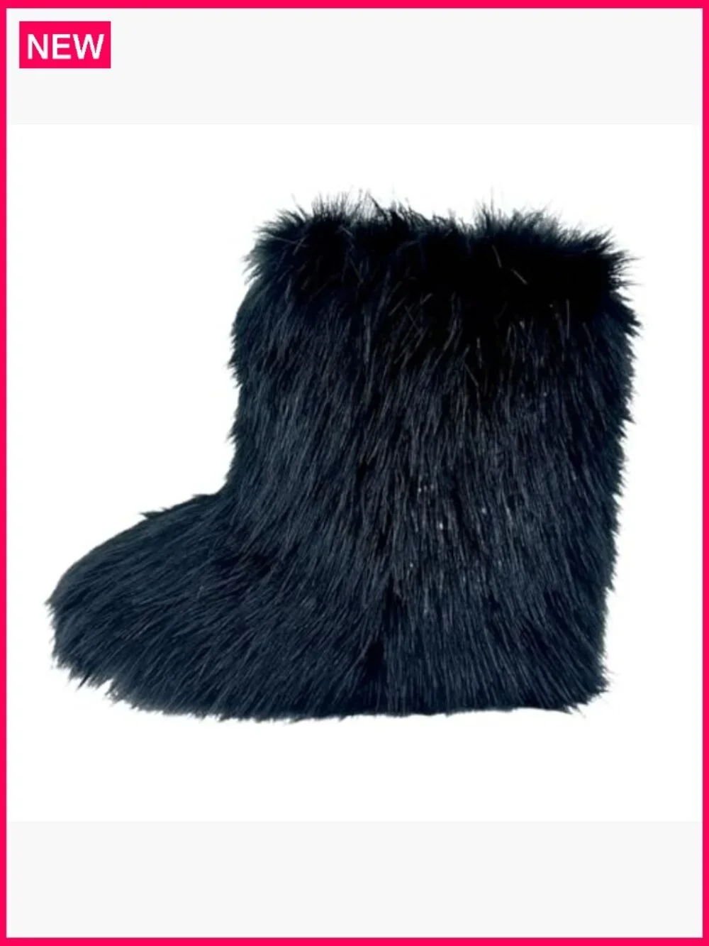 Faux Fur Mid Calf Snow Boots, Warm Fuzzy Fluffy Winter Boots, Slip On